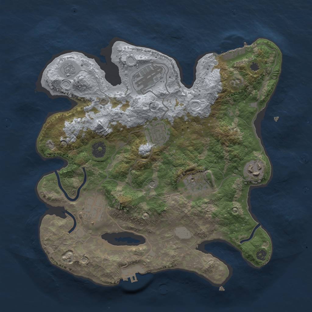 Rust Map: Procedural Map, Size: 3000, Seed: 404013517, 12 Monuments