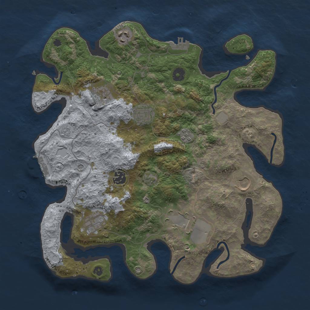 Rust Map: Procedural Map, Size: 3500, Seed: 6613542, 15 Monuments