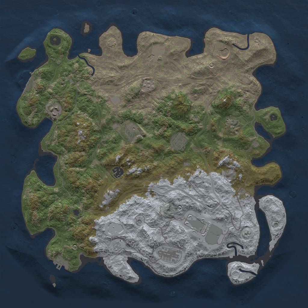 Rust Map: Procedural Map, Size: 4250, Seed: 1049747111, 18 Monuments