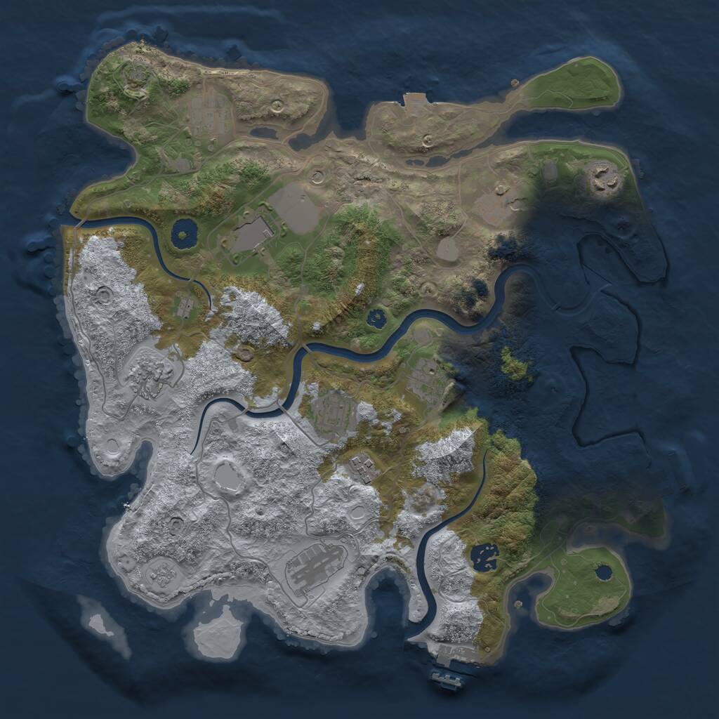 Rust Map: Procedural Map, Size: 3700, Seed: 30923315, 16 Monuments