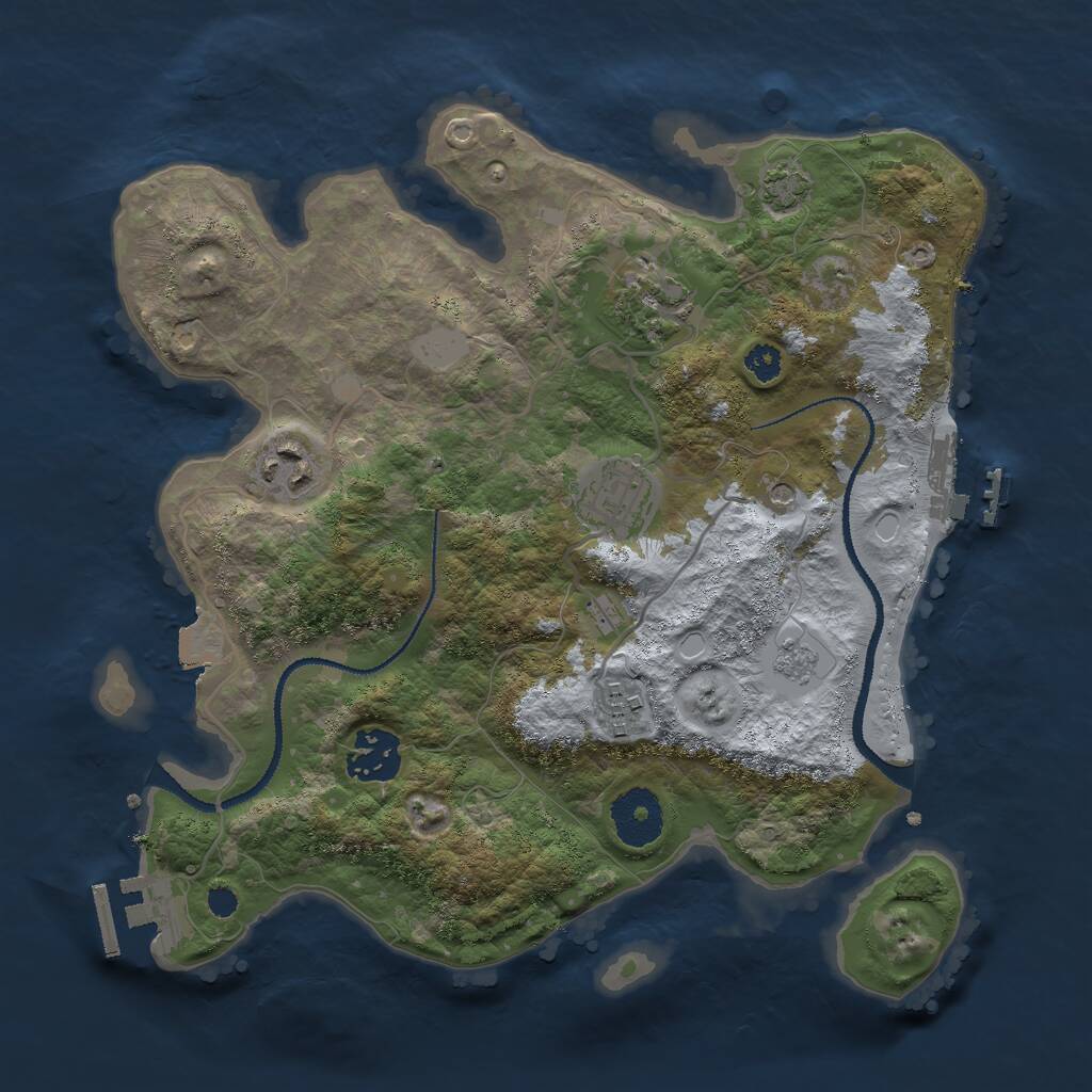 Rust Map: Procedural Map, Size: 3000, Seed: 2126308661, 11 Monuments