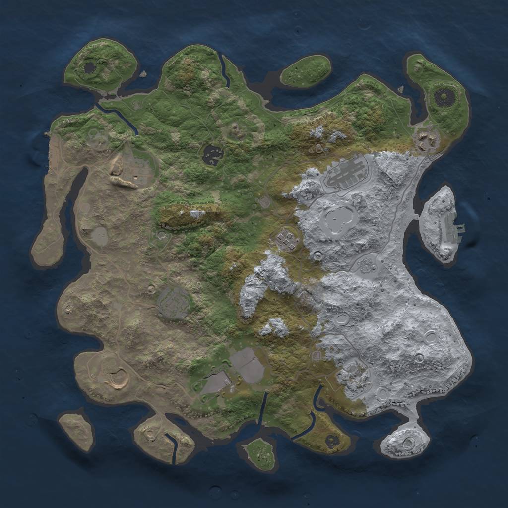 Rust Map: Procedural Map, Size: 3700, Seed: 765751829, 16 Monuments