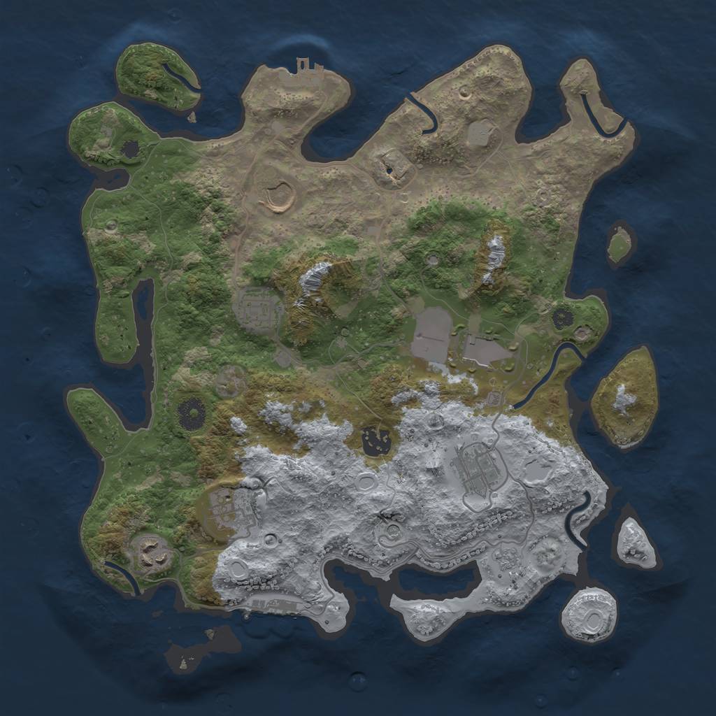 Rust Map: Procedural Map, Size: 3500, Seed: 1546410127, 14 Monuments