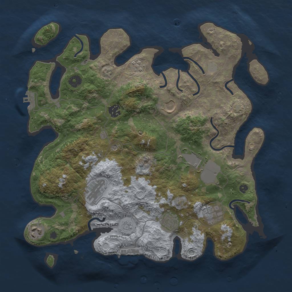 Rust Map: Procedural Map, Size: 3500, Seed: 1720342941, 16 Monuments