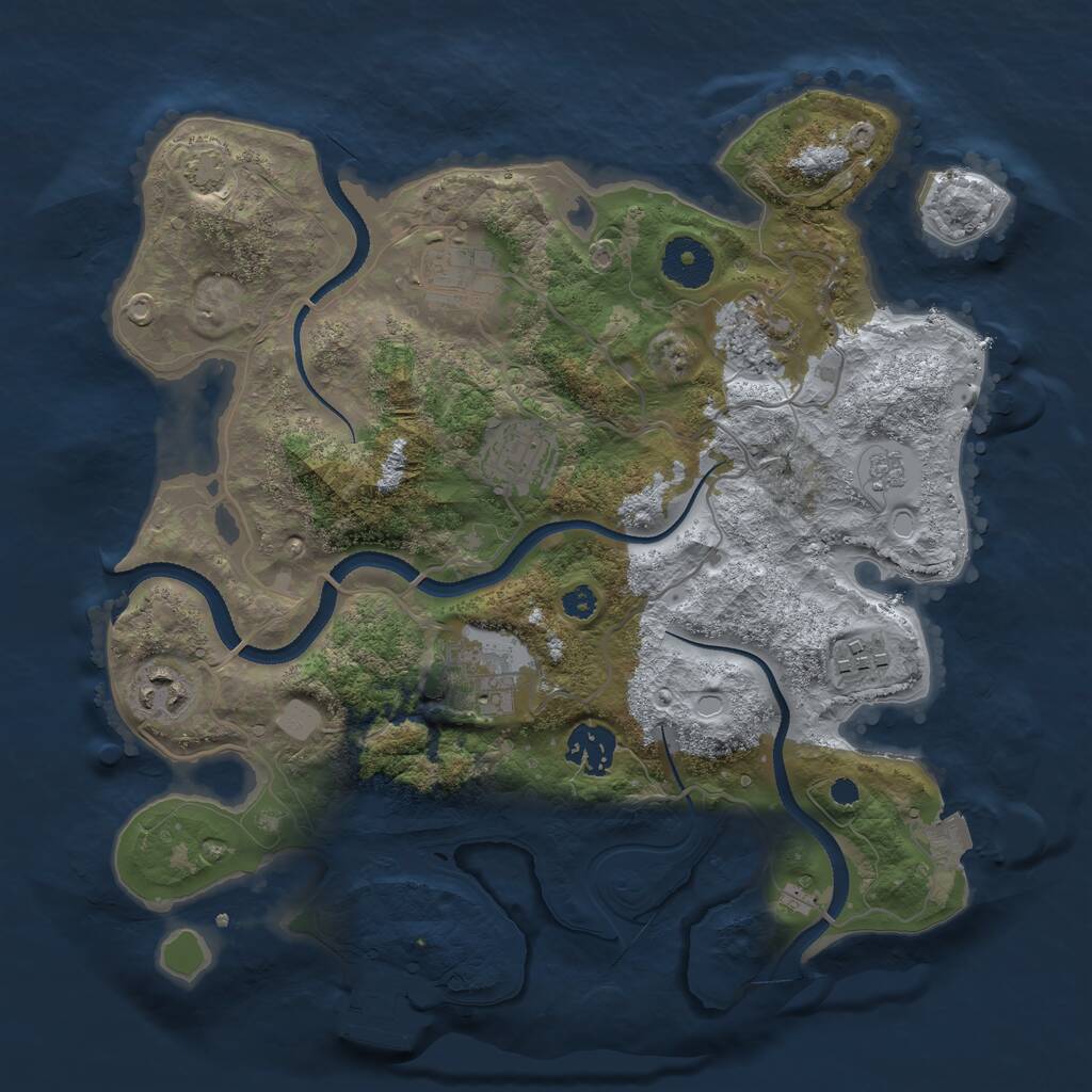 Rust Map: Procedural Map, Size: 3250, Seed: 1152282714, 11 Monuments