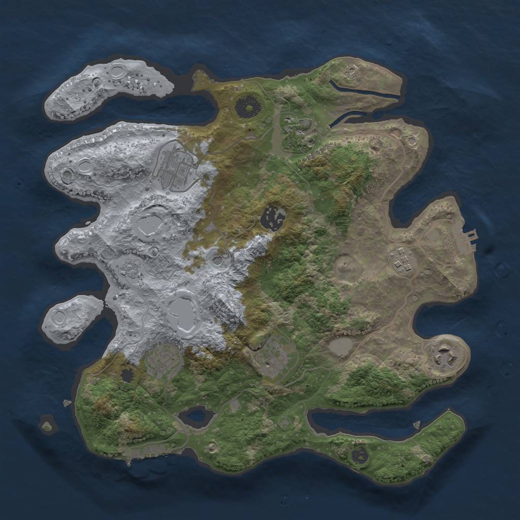Rust Map: Procedural Map, Size: 3250, Seed: 1027384074, 14 Monuments