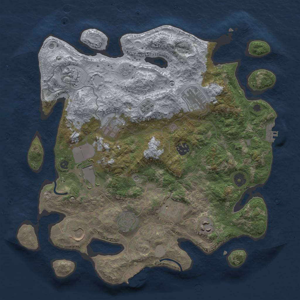 Rust Map: Procedural Map, Size: 3500, Seed: 521354139, 17 Monuments