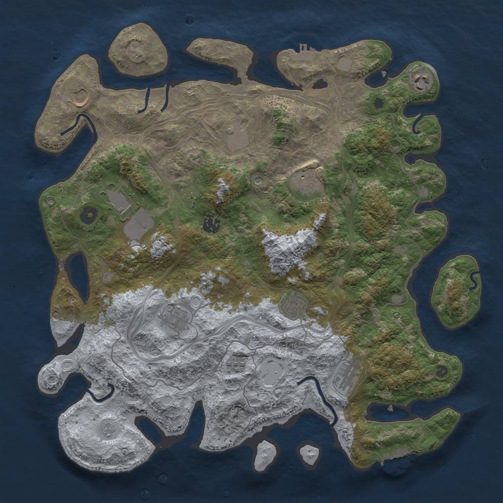 Rust Map: Procedural Map, Size: 4250, Seed: 372854456, 17 Monuments