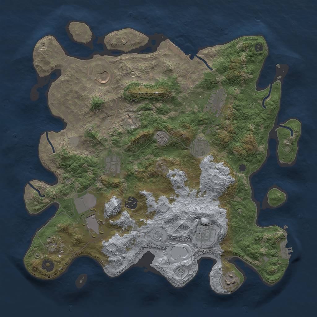 Rust Map: Procedural Map, Size: 3800, Seed: 60751, 17 Monuments