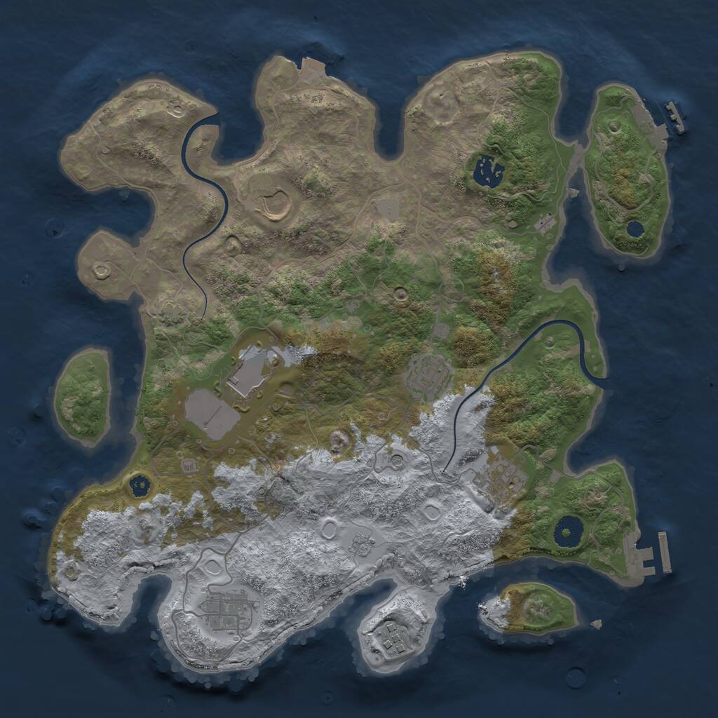 Rust Map: Procedural Map, Size: 3500, Seed: 418079033, 13 Monuments