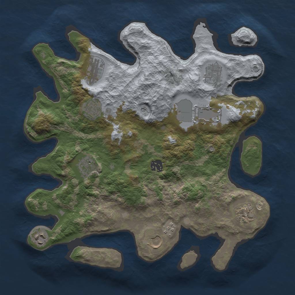 Rust Map: Barren, Size: 3500, Seed: 113220192, 13 Monuments