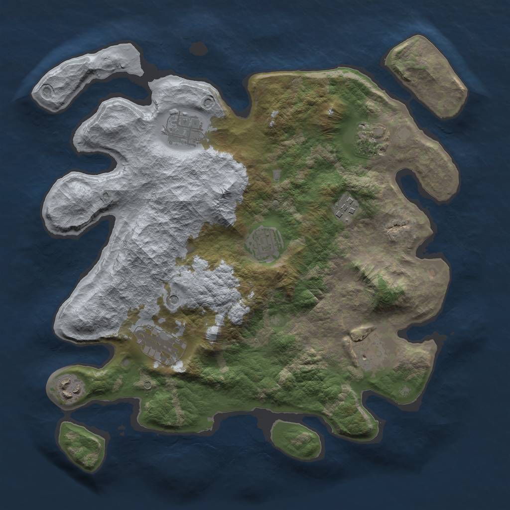 Rust Map: Barren, Size: 3300, Seed: 363518413, 10 Monuments
