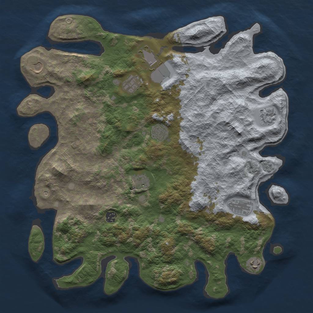 Rust Map: Barren, Size: 4250, Seed: 404351615, 13 Monuments