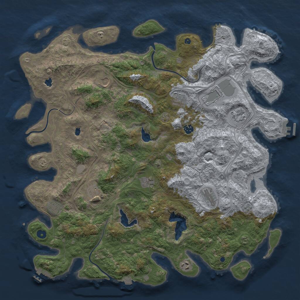 Rust Map: Procedural Map, Size: 4800, Seed: 987654234, 17 Monuments
