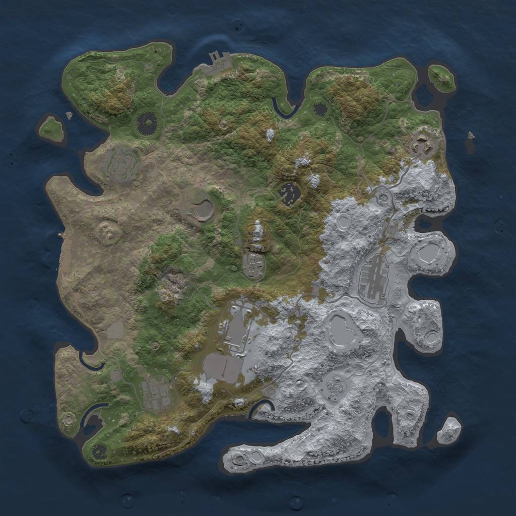 Rust Map: Procedural Map, Size: 3500, Seed: 414322341, 15 Monuments