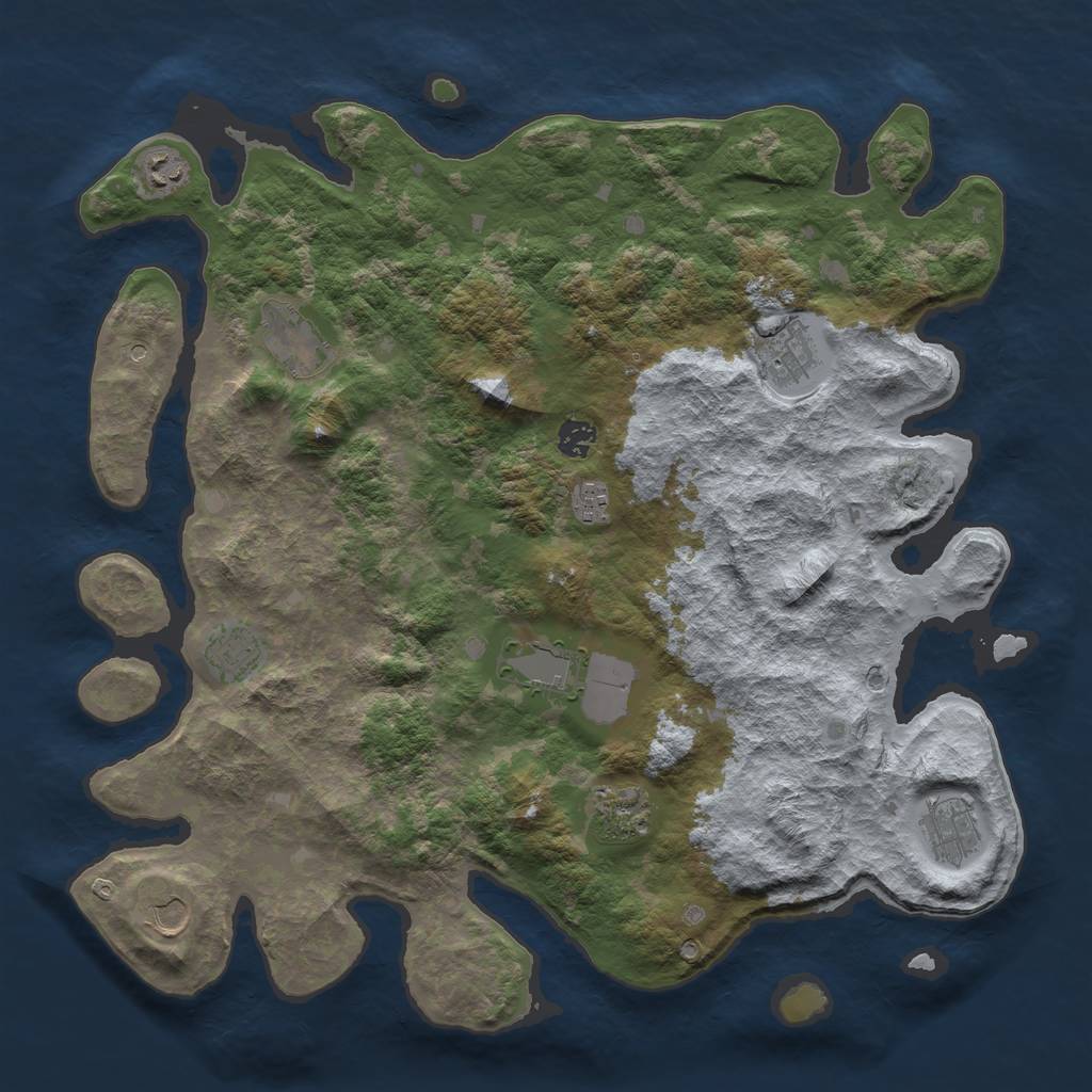Rust Map: Barren, Size: 4250, Seed: 326044086, 13 Monuments