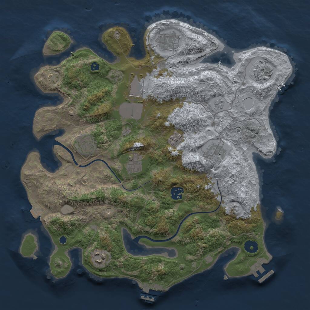 Rust Map: Procedural Map, Size: 3500, Seed: 305051, 15 Monuments