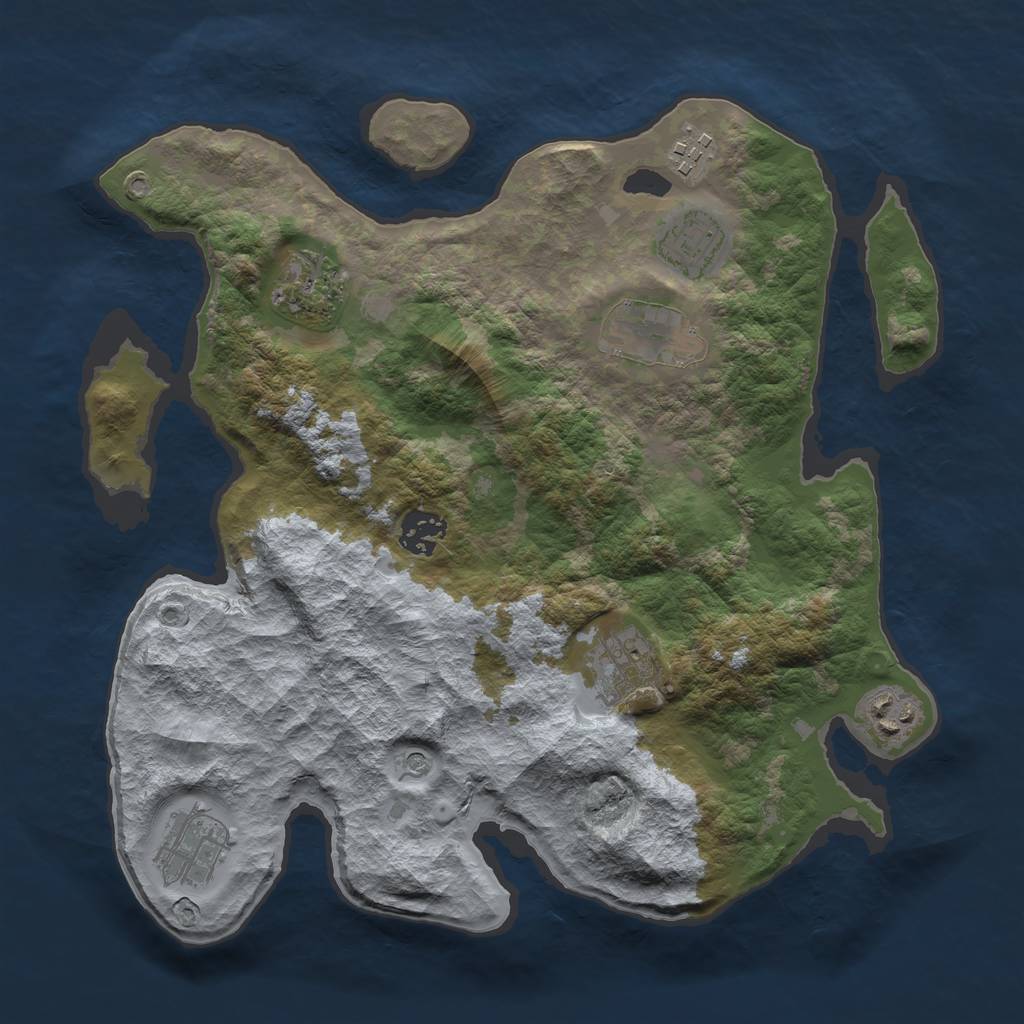 Rust Map: Barren, Size: 3300, Seed: 754161777, 11 Monuments
