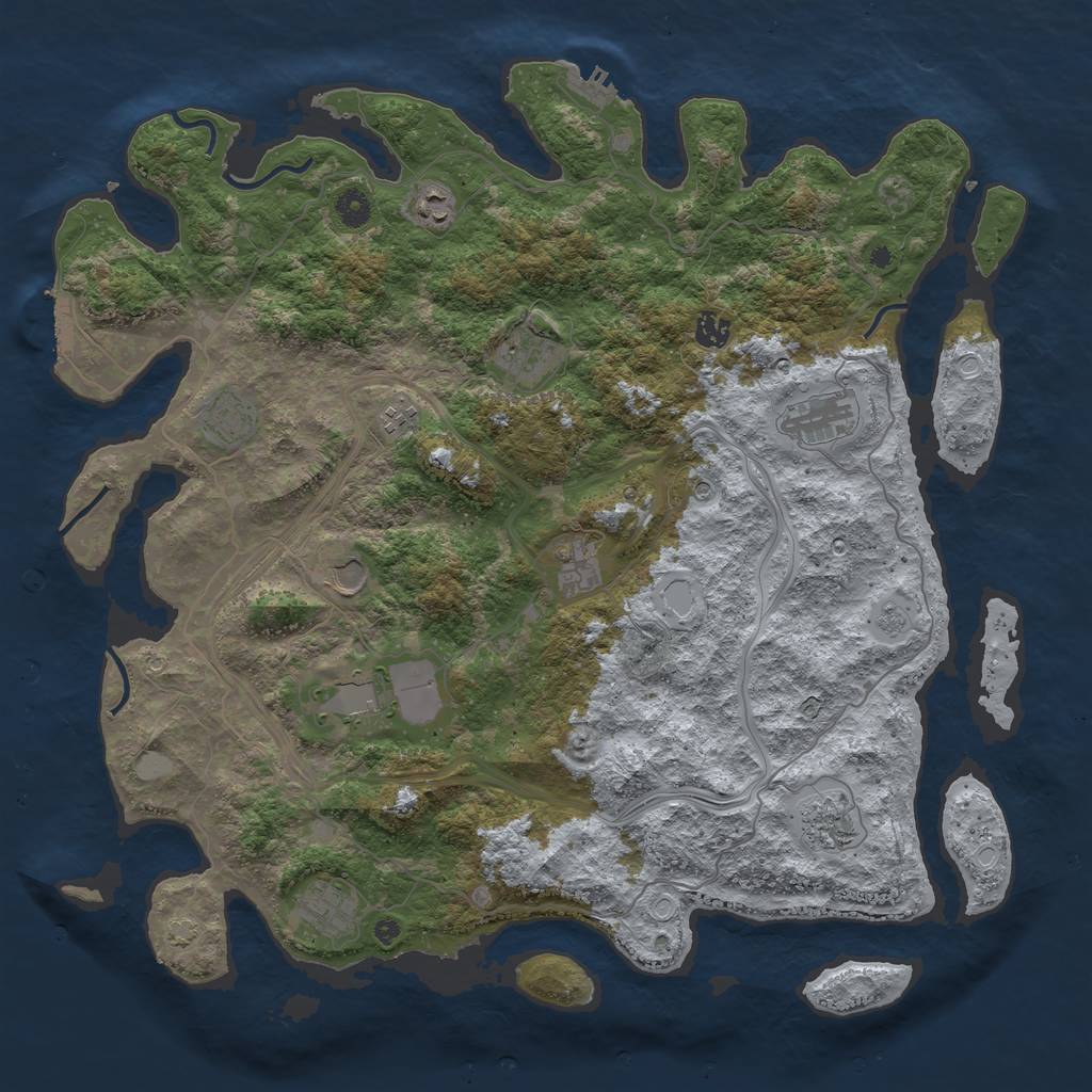Rust Map: Procedural Map, Size: 4500, Seed: 948084182, 19 Monuments
