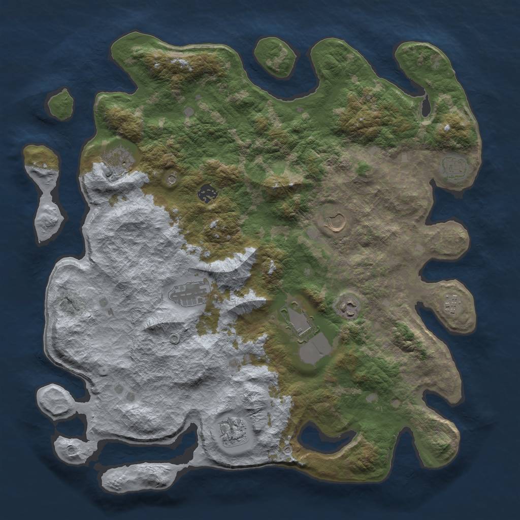 Rust Map: Barren, Size: 4250, Seed: 649066791, 12 Monuments
