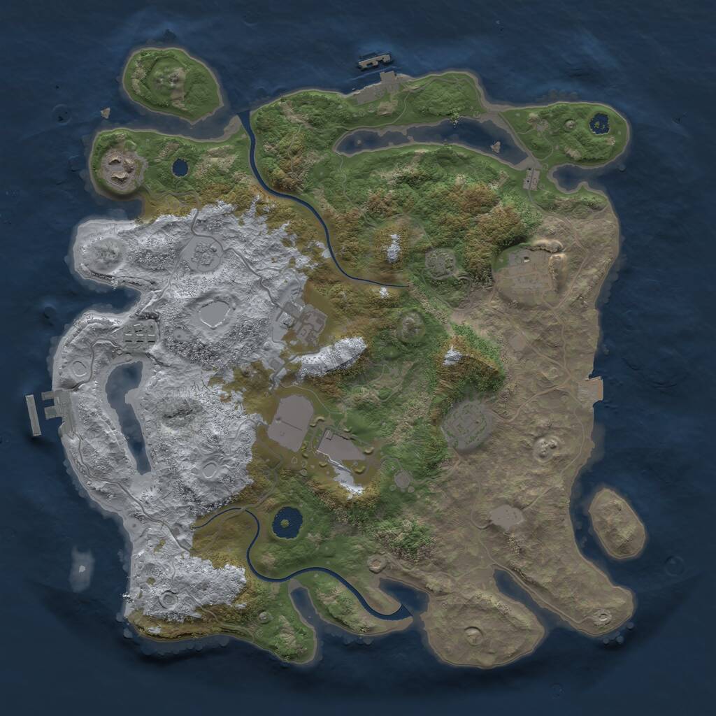 Rust Map: Procedural Map, Size: 3500, Seed: 480652045, 11 Monuments