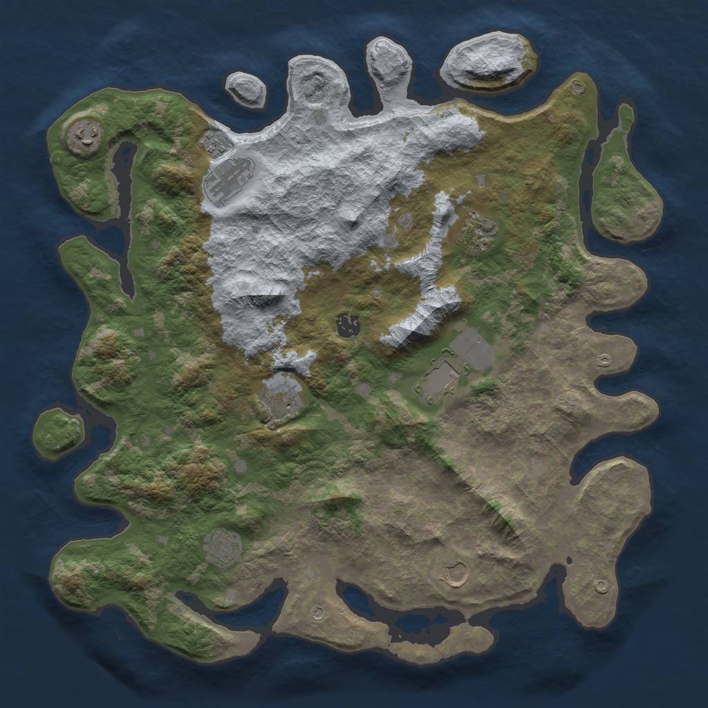 Rust Map: Barren, Size: 4250, Seed: 596741035, 12 Monuments