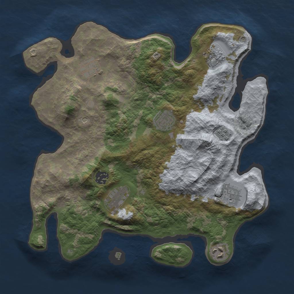 Rust Map: Barren, Size: 3300, Seed: 730505470, 11 Monuments