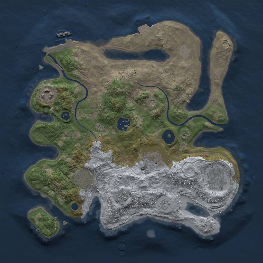 Rust Map: Procedural Map, Size: 3000, Seed: 518876495, 10 Monuments