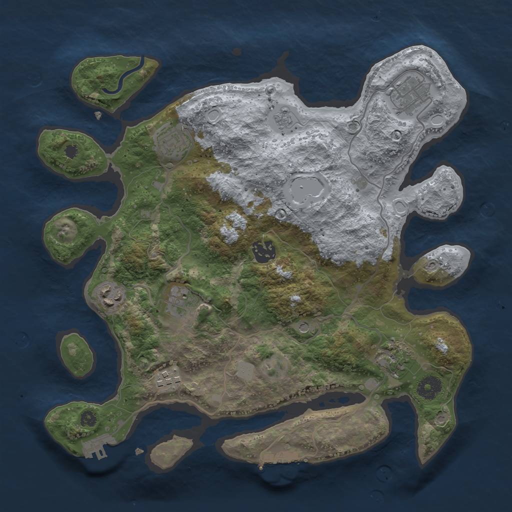 Rust Map: Procedural Map, Size: 3250, Seed: 392100704, 14 Monuments