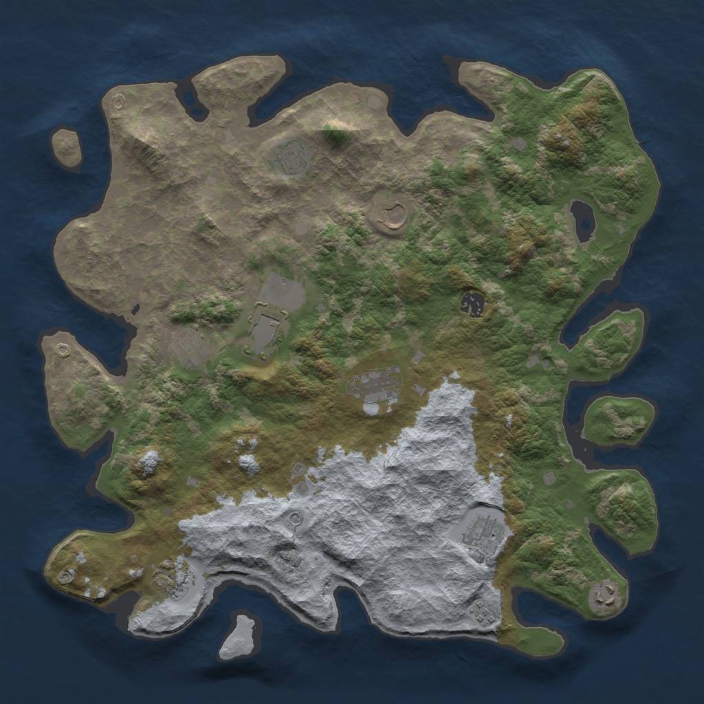Rust Map: Barren, Size: 4250, Seed: 313014889, 13 Monuments