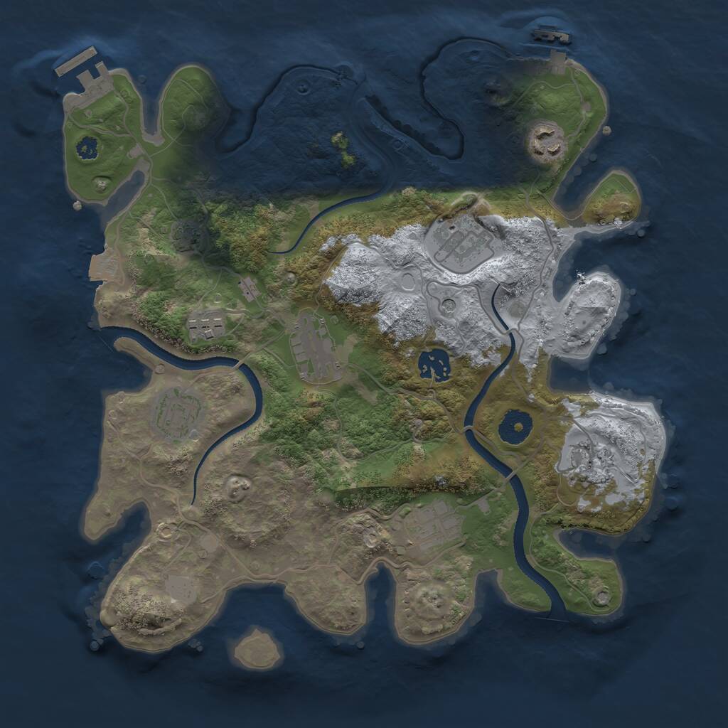 Rust Map: Procedural Map, Size: 3250, Seed: 119374088, 13 Monuments