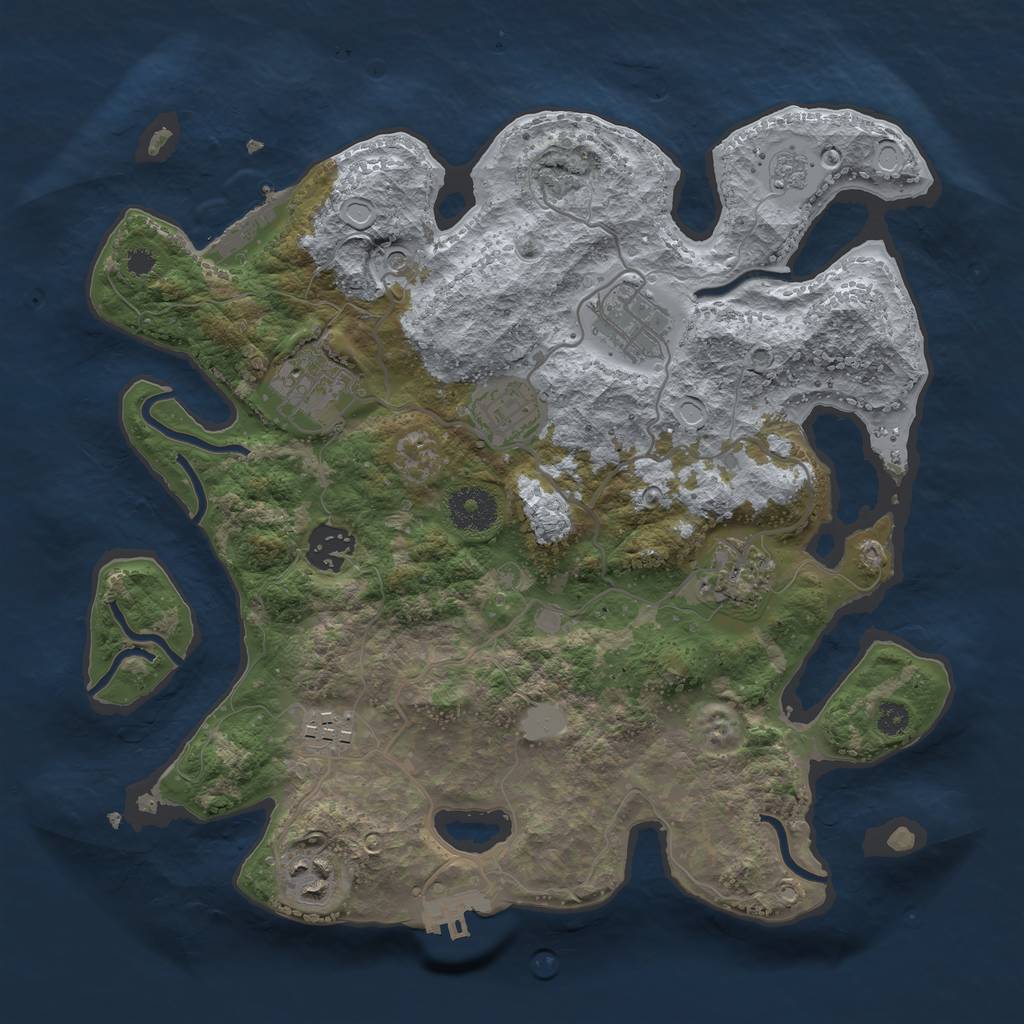 Rust Map: Procedural Map, Size: 3250, Seed: 170116, 14 Monuments