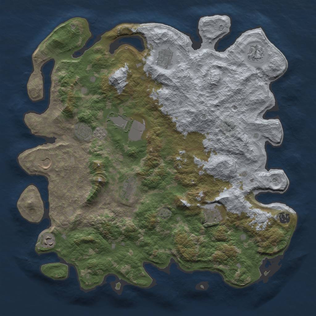 Rust Map: Barren, Size: 4250, Seed: 365760369, 14 Monuments