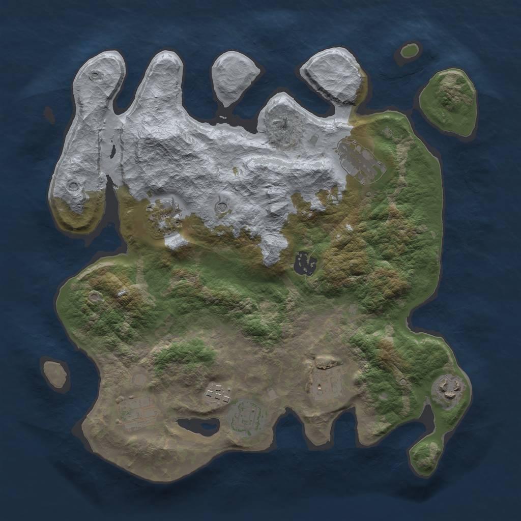 Rust Map: Barren, Size: 3300, Seed: 431968140, 11 Monuments