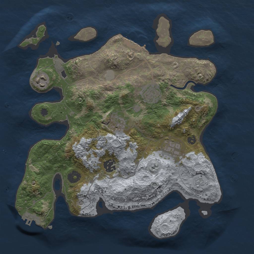 Rust Map: Procedural Map, Size: 3000, Seed: 3142965, 12 Monuments