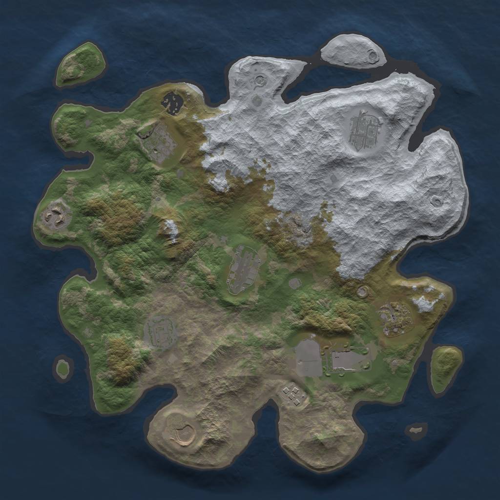 Rust Map: Barren, Size: 3500, Seed: 201986995, 13 Monuments