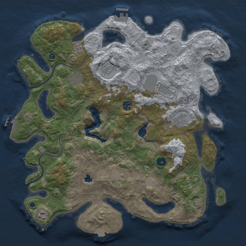 Rust Map: Procedural Map, Size: 4000, Seed: 1405847957, 13 Monuments