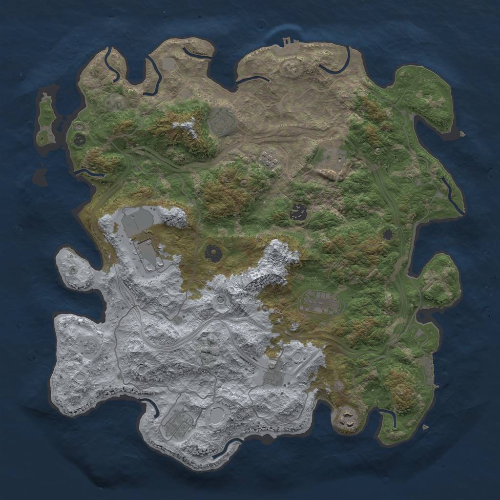 Rust Map: Procedural Map, Size: 4250, Seed: 335511927, 16 Monuments