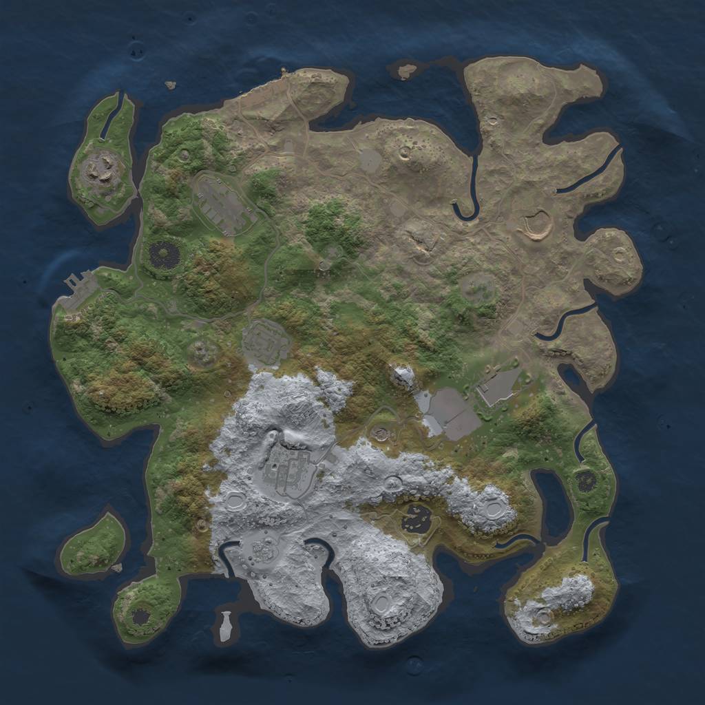 Rust Map: Procedural Map, Size: 3500, Seed: 652513690, 14 Monuments