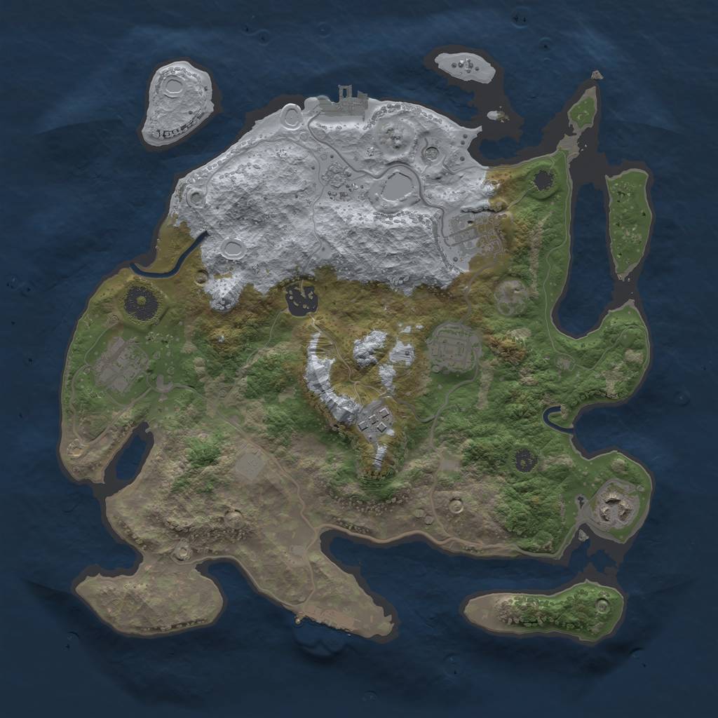 Rust Map: Procedural Map, Size: 3250, Seed: 711553878, 13 Monuments