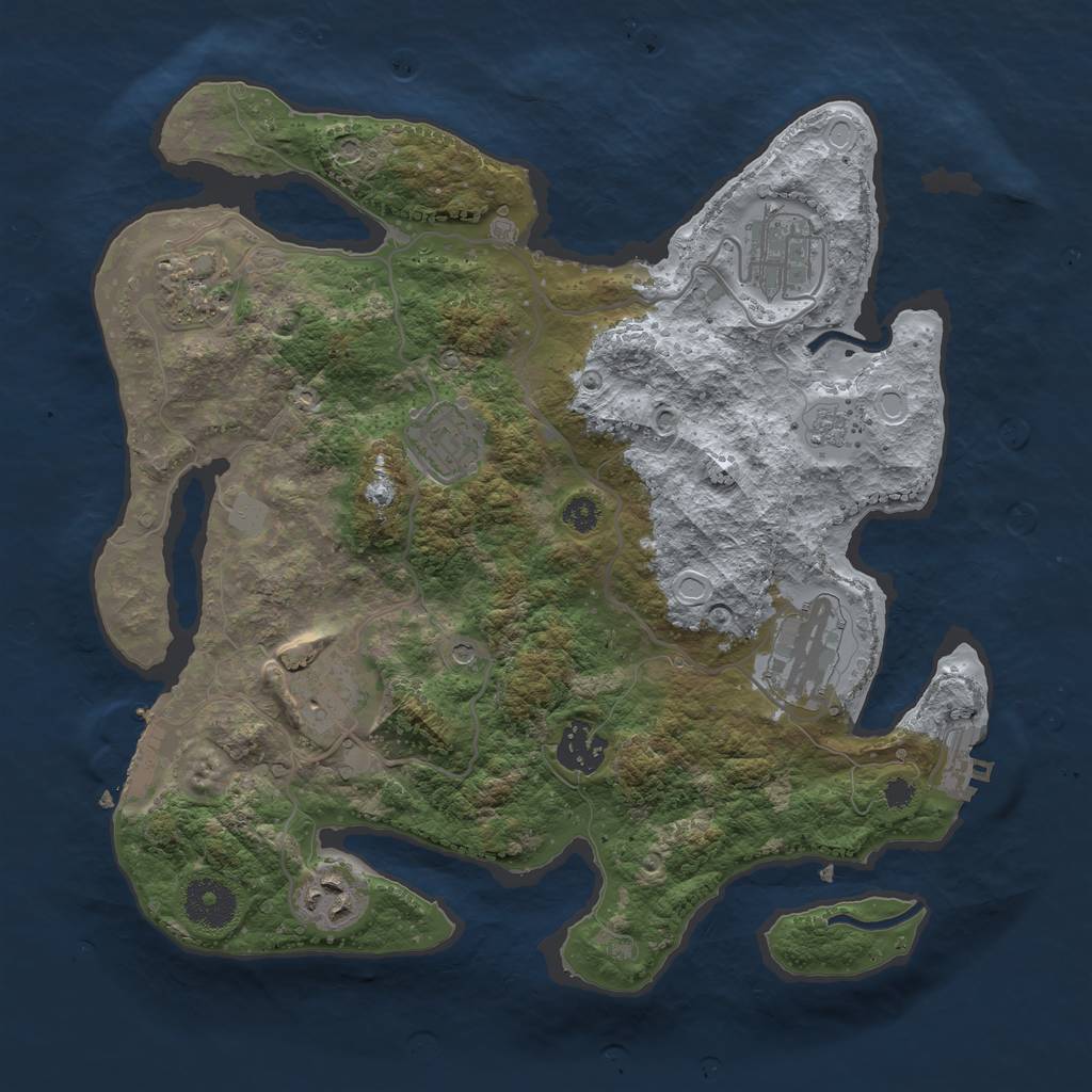 Rust Map: Procedural Map, Size: 3250, Seed: 534642898, 14 Monuments