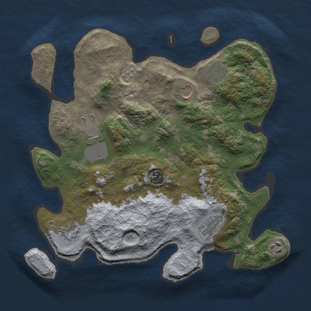 Rust Map: Barren, Size: 3500, Seed: 293510058, 11 Monuments