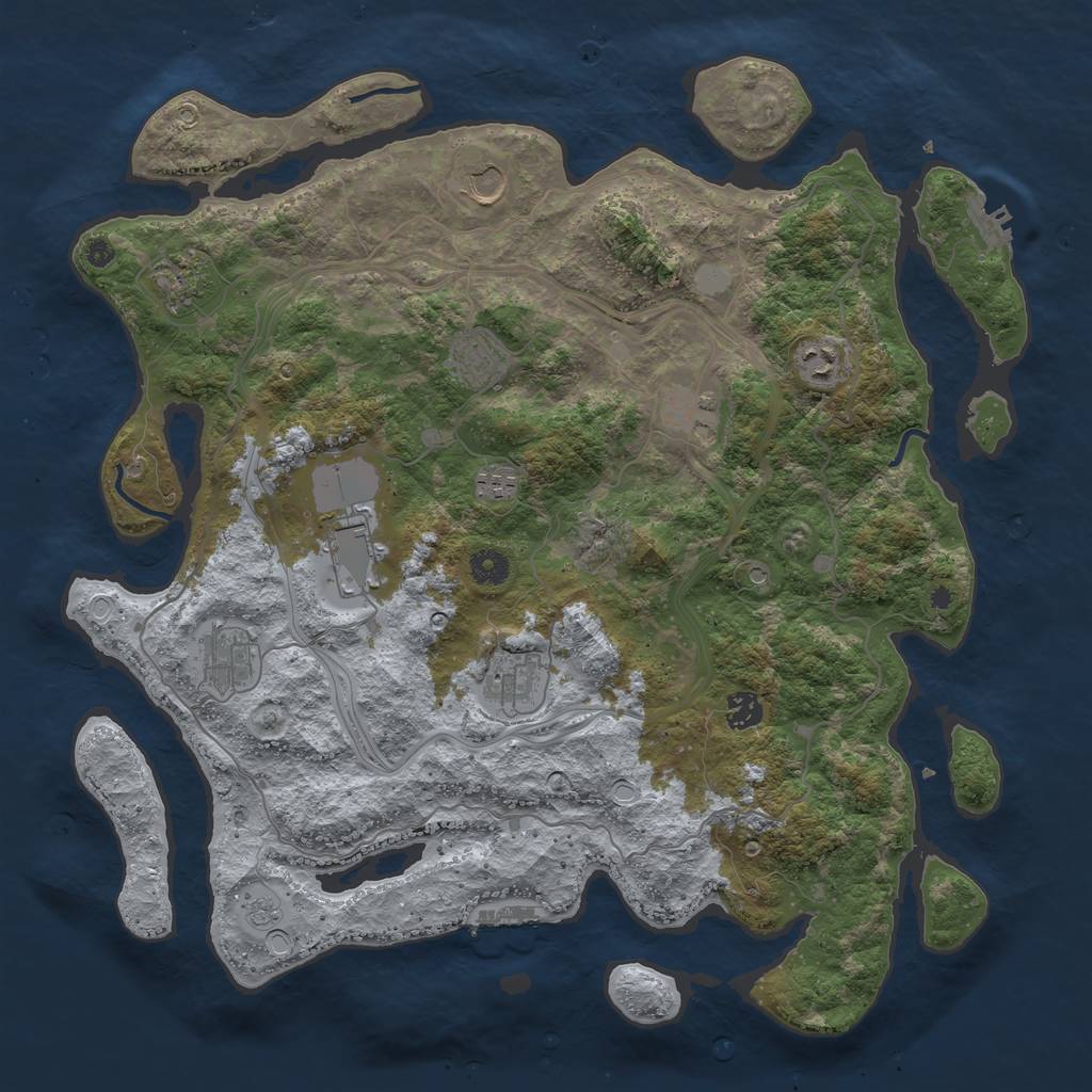 Rust Map: Procedural Map, Size: 4250, Seed: 758309983, 17 Monuments