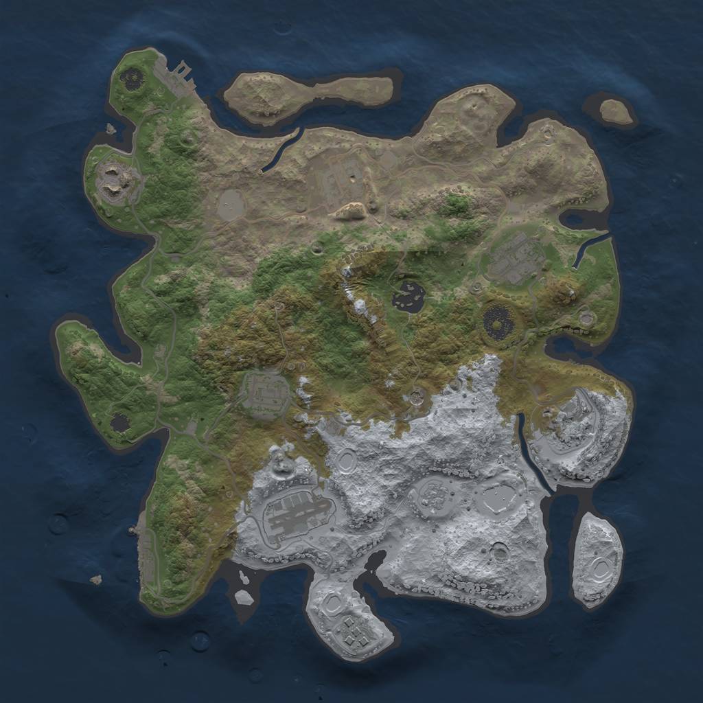 Rust Map: Procedural Map, Size: 3250, Seed: 607659770, 15 Monuments