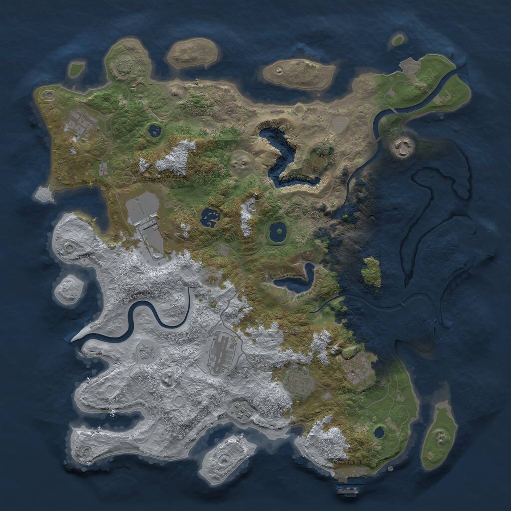 Rust Map: Procedural Map, Size: 4000, Seed: 2003224614, 14 Monuments