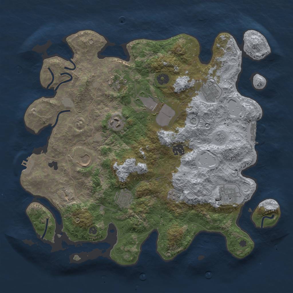 Rust Map: Procedural Map, Size: 3700, Seed: 1257434034, 16 Monuments