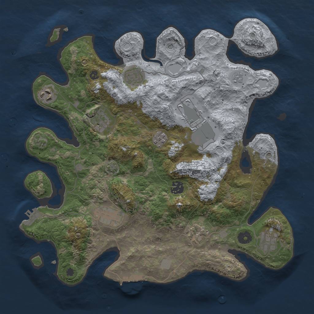 Rust Map: Procedural Map, Size: 3500, Seed: 6153, 17 Monuments