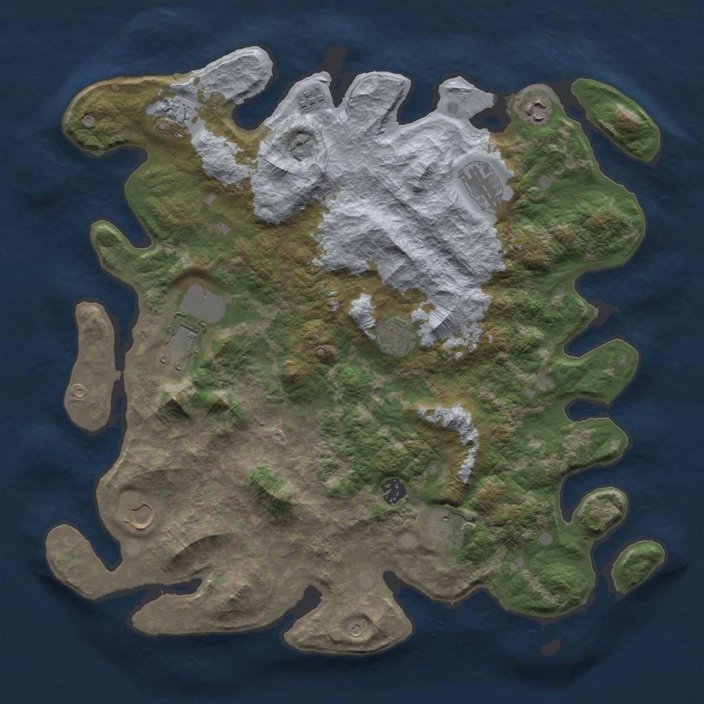 Rust Map: Barren, Size: 4250, Seed: 81459982, 12 Monuments