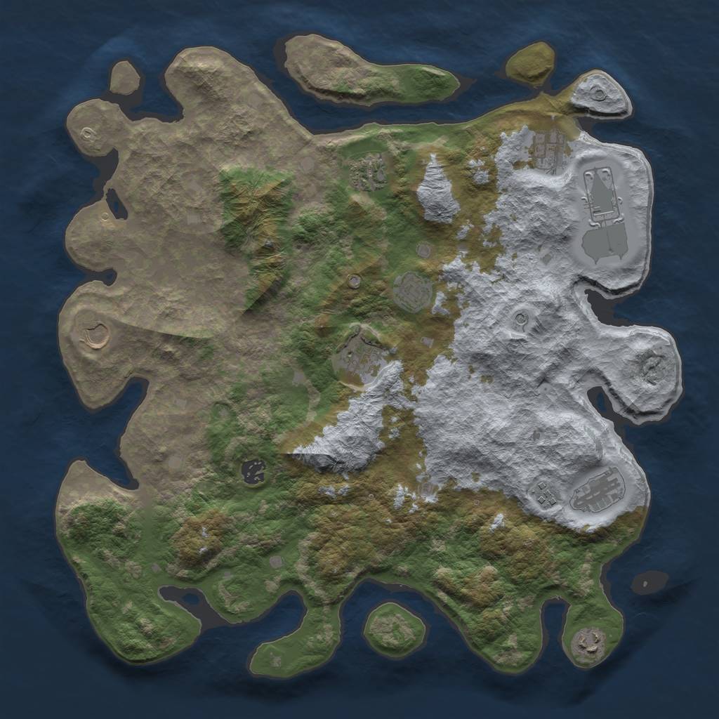 Rust Map: Barren, Size: 4250, Seed: 443542859, 13 Monuments