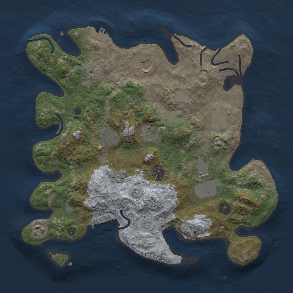 Rust Map: Procedural Map, Size: 3500, Seed: 60994611, 15 Monuments